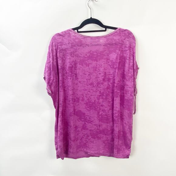 2/$30 Avenue 22/24 Plus Women Purple Relaxed Fit V-Neck Essential T-Shirt - Picture 7 of 9